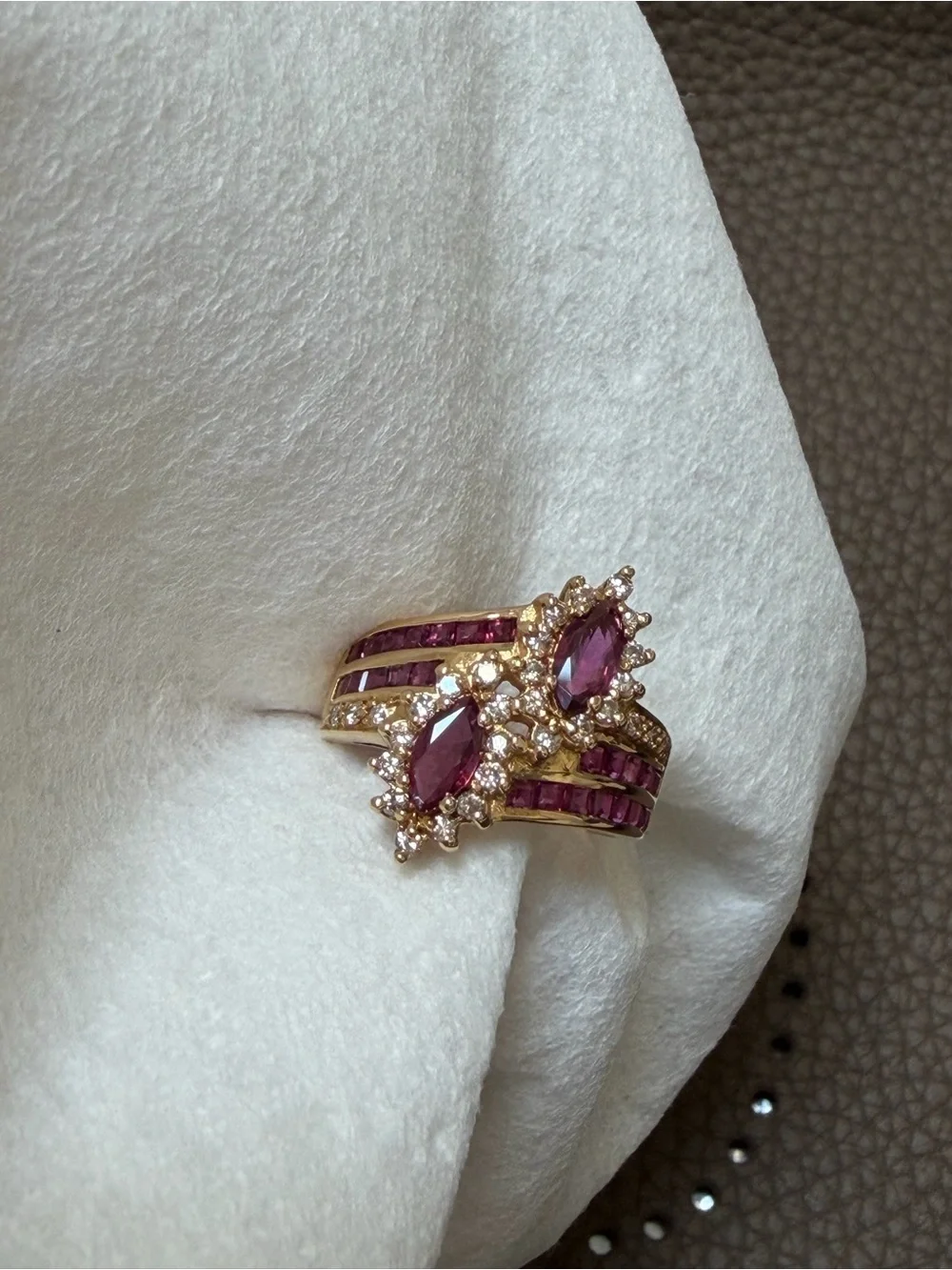 18k Ruby & Diamond Vintage Toi Et Moi Ring